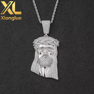 Collier pendentif Hip Hop de luxe, grand modèle Jésus, entièrement serti de zircons cubiques étincelants - Product Image 2