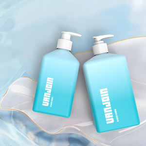 Bouteille de shampooing à pompe blanche <span class=keywords><strong>noire</strong></span> bleue de luxe bouteille d'étiquette privée personnalisée carrée oblate pour emballage de soin <span class=keywords><strong>tonique</strong></span> capillaire - Product Image 1