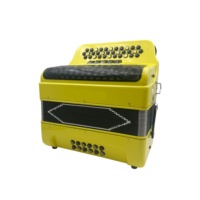 Accordéon diatonique OEM 34 boutons 12 basses 5 registres Yewllo Accordion Boutons noirs dorés Grille noire JB3412D