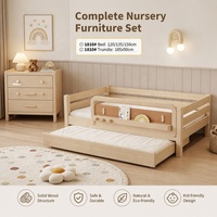 Canapé-lit pour enfants KUKU en bois de frêne massif, gain de place, avec plateforme de couchage supplémentaire escamotable pour les chambres modernes
