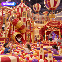 Parc de jeux intérieur pour enfants, thème Cirque et Carnaval, pour Centres de jeux, avec Spectacle de lumières dorées, Tunnel de grimpement professionnel et Labyrinthe en filet de cordes