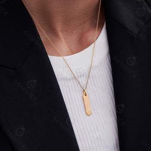 Collana Gemnel Bestseller con <span class=keywords><strong>Nome</strong></span> Personalizzato, Collana Hip-hop da Uomo con Zirconi, Ciondolo a Barra Placcato Oro in Argento 925 - Product Image 2