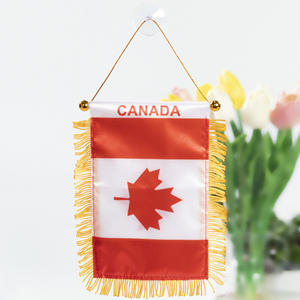Drapeau suspendu en satin polyester avec franges pour voiture et pare-brise, motifs drapeaux nationaux des États-Unis, du Canada et du Mexique, édition 2026 - Product Image 1
