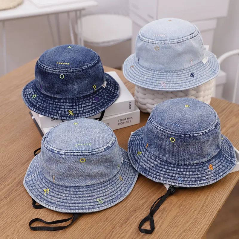Chapéu vintage de aba larga, chapéu tipo bucket hat para meninos e meninas