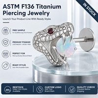 JiaXin ASTM F136 Titane de qualité implantable, Stud Labret à filetage interne, Bijou corporel en Zircon Cubique pour Cartilage, Tragus, Hélix, Conch