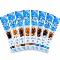Custom Iced Coffee Stick Coffee Packaging Bags Tear Notch 2g Cold Water Blue Snowflake Instant Sachet for Cafe Powder Brand OEM