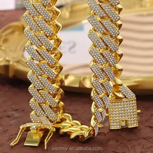 Fashion Hip Hop Chains Jewelry Cadenas Cubanas Gruesas Gold Plated Chunky Cuban Choker Bracelet