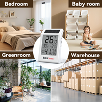 Thermomètre Hygromètre Solaire Hybride à Piles BALDR, Longue Durée d'Utilisation, Confort Extrême, Affichage Icônes, pour Salle de Bain, Cuisine, Bébé, Maison