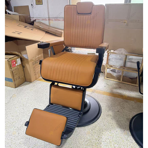 Fauteuil de coiffure inclinable haut de gamme entièrement noir avec pompe hydraulique et rotation, chaise de rasage moderne pour salon de barbier - Product Image 4