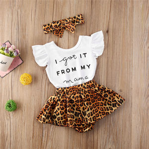 Conjuntos de Ropa para Bebés, Camisetas de Manga Corta y Faldas, Conjuntos de Ropa de Verano para Niñas, Tejidos con Estampado de Leopardo, Casuales - Product Image 1