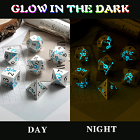 Dés en métal bleu qui brillent dans le noir, 7 pièces, dés métalliques DnD, dés DnD personnalisés pour le jeu de table Dungeons and Dragons