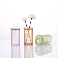 Bouteille d'aromathérapie en verre, flacon d'huile essentielle, diffuseur à bâtonnets en verre dépoli coloré, vente en gros pour désodorisant de maison et salle de bain