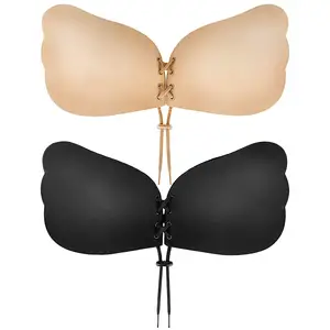 Angel Wings-Adhesive Bra Drawstring Invisible Sticky Gathered Strapless Bra Open Back Reusable Magic Invisible Bra