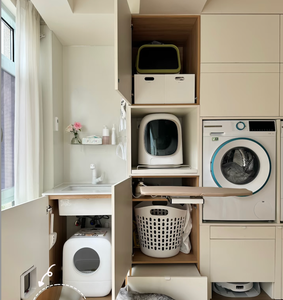 Armário Personalizado para Lavanderia com Espaço para Máquina de Lavar e Secar, Economia de Espaço para Unidade de Armazenamento de Lavanderia em Casa - Product Image 4