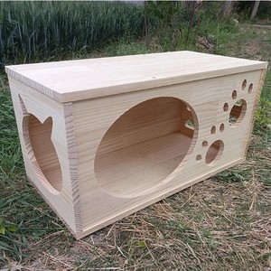 Nichoir pour animaux de compagnie en bois de pin, utilisé comme niche pour chats, pour que vos animaux aient une maison sûre et confortable - Product Image 6