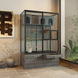 Lớn rắn kim loại thân thiện với môi chim lồng nút trong suốt trang trí tứ giác chim biệt thự tiết kiệm không gian ngoài trời chăn nuôi Vẹt - Product Image 4