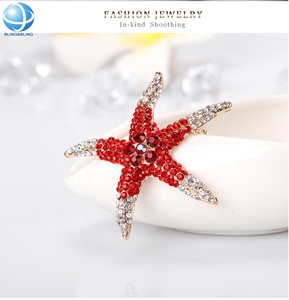 Broches de aleación de estrella de mar de animales hechos a mano con diamantes de imitación para niños, decoración de ropa para damas, regalos de joyería para festivales, espectáculo de fiesta DIY - Product Image 6