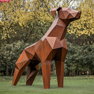 YOUFINE Escultura de León Geométrica de Acero Corten, Moderna, de Metal Envejecido, para Parques Públicos y Plazas Urbanas - Product Image 2