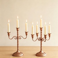 Support de bougie vintage rustique en cuivre à 3 et 5 bras pour centre de table de mariage, décoration de table intérieure style ferme