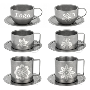 Tasses à café en métal givré à double paroi, en acier inoxydable 304, polies par vibration, ensemble de tasses à espresso, cappuccino et latte pour barista de café - Product Image 2