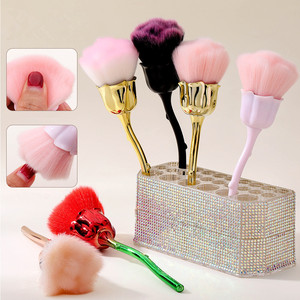 Pinceau professionnel pour nail art motif rose, poils en nylon doux pour dépoussiérage de manucure et outils de maquillage de salon - Product Image 2