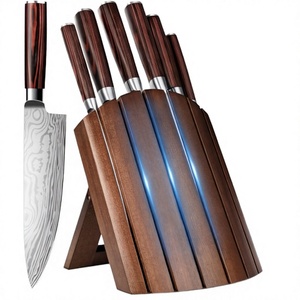 Coffret de couteaux en acier Damas ZA DAMASCUS MAKERS, 7 pièces, manche en bois, fabrication artisanale, lames droites tranchantes en acier à haute teneur en carbone, 8-9,9 pouces - Product Image 3
