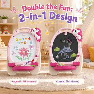 <span class=keywords><strong>Pizarra</strong></span> Magnética de Doble Cara con Diseño de Unicornio Rosa, Ajustable en Altura, para Niños Pequeños, <span class=keywords><strong>Pizarra</strong></span> Blanca, Juguete Educativo STEM - Product Image 2