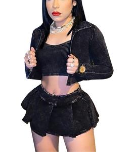 Ensemble décontracté d'été 2 pièces pour <span class=keywords><strong>femme</strong></span> SY : Gilet col rond et jupe plissée au-dessus du genou, <span class=keywords><strong>taille</strong></span> <span class=keywords><strong>XL</strong></span> - Product Image 3