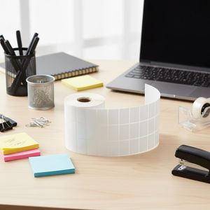 Etiquetas de papel autoadhesivas en rollo rectangular, imprimibles, para uso comercial, con núcleo de 3 pulgadas de diámetro. - Product Image 1