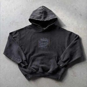 Sudadera con capucha unisex lavada con ácido vintage verano pesado 360g 100% algodón Terry Streetwear estampado negro Regular Fit - Product Image 1