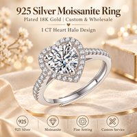 Bague en argent sterling S925 1CT, nouveau diamant de laboratoire en moissanite, cœur, classique, mode, bijoux de mariage