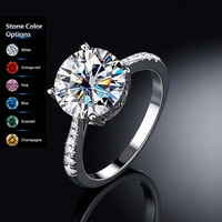 Bague pour femme en argent S925, testée au stylo testeur, avec moissanite rose 5 carats couleur D VVS, sertie de quatre griffes classiques, pour mariage, alliance en moissanite