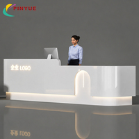 Comptoir de réception de bureau moderne sur mesure avec éclairage LED, design minimaliste, mobilier pour salle de billard, café, bar à thé au lait
