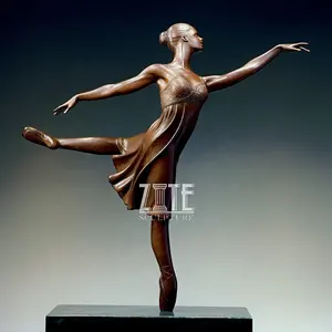 Bronzen Standbeeld Meisje Ballet Ballerina Figuur Sculptuur Desktop Decoratie