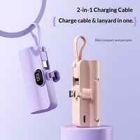 Batterie externe portable 5000 mAh au design élégant avec 2 câbles intégrés, légère et fine, personnalisable avec logo – Offre Spéciale