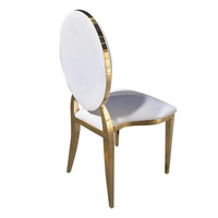 Chaises de mariage de luxe modernes à dossier rond empilables en acier inoxydable doré pour banquets et événements