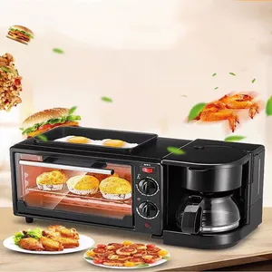 Ev 3-In-1 kahve fırın tost makinesi çok fonksiyonlu kahvaltı makinesi Mini elektrikli fırın kızarmış yumurta