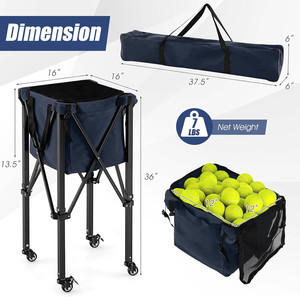 Chariot à balles Typti pliable au meilleur prix, chariot à balles de <span class=keywords><strong>tennis</strong></span>, chariot à balles de pickleball, chariot à balles de <span class=keywords><strong>padel</strong></span> à roulettes avec cadre en aluminium, fabricant - Product Image 2