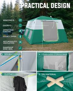 Carpa Inflable de Lujo Grande para 6-8 Personas, Impermeable, Resistente al Viento, Fácil de Instalar, Carpa Familiar Grande - Product Image 4