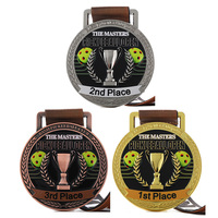 Médailles en émail plaqué or/argent/bronze, logo sportif en métal 3D, 1ère/2ème/3ème place, médaille de pickleball en alliage de zinc pour événements de club