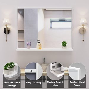 30x18 Inch Framed LED <b>Bathroom</b> Mirror Backlit & Front <b>Lighted</b> Excellent for Daily Makeup & Shaving Use - Product Image 3