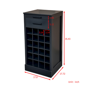 Mueble Bar Modular Negro para Vino con Capacidad para 24 Botellas, Mueble Buffet - Product Image 3