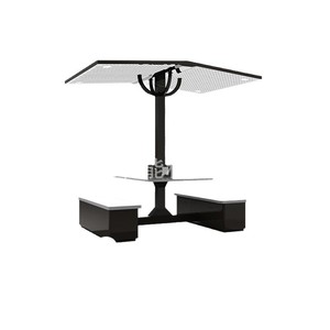 Banc de patio avec panneau solaire, 2 places, structure métallique, recyclable, mobilier d'extérieur moderne pour utilisation en parc - Product Image 1