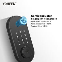 YOHEEN Smart Deadbolt Lock TTLock App Kontrol Cloud Keypad Sidik Jari Kunci Pintu Digital Kata Sandi Kunci Kartu untuk Pintu Kayu