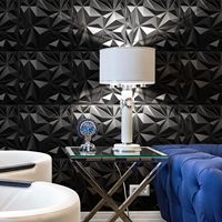 UDK Panel dinding 3D, PVC 50cm * 50cm timbul papan dinding Sofa latar belakang Matte hitam mudah dipasang kualitas tinggi