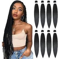 Extensions de cheveux synthétiques pré-étirées à double trame pour tresses droites professionnelles