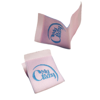 Etiquette personnalisée en tissu tissé haute densité Etiquettes de vêtement à pli central Logo de marque Etiquette lavable pour vêtements et vêtements