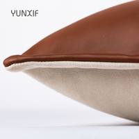 Housse de coussin décorative de luxe moderne géométrique en bouclette, patchwork en similicuir premium pour canapé et salon
