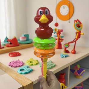 <span class=keywords><strong>Hochet</strong></span> à main en plastique pour bébé, jouet musical avec cloches à secouer pour nouveau-nés et tout-petits - Product Image 3