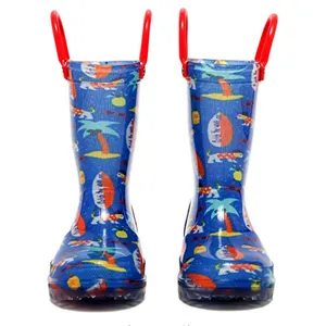 Children Customized Waterproof Printed Rubber Rain Boots Outdoor Footwear